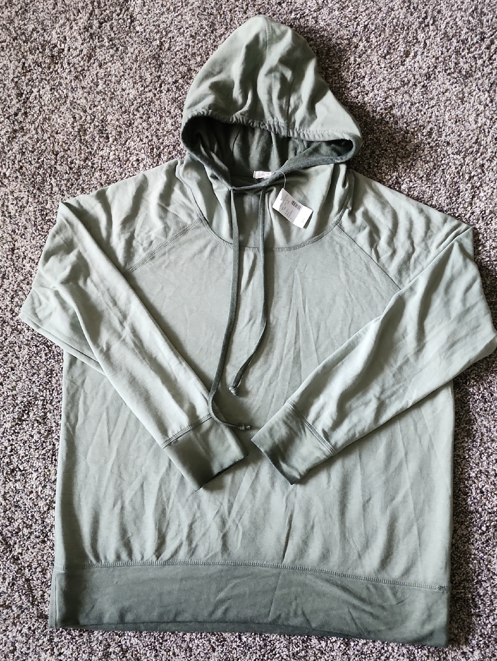 Maurices Womens Hooded Pullover Sweater in Sage Green Funnel Neck Sz 1